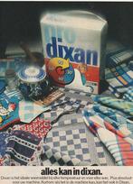 Retro reclame 1977 Dixan wasmiddel blauw rood textiel, Verzenden, Overige typen