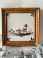 Makkum Wandtegel Hollands Landschap in Lijst Vintage Decorat, Ophalen of Verzenden
