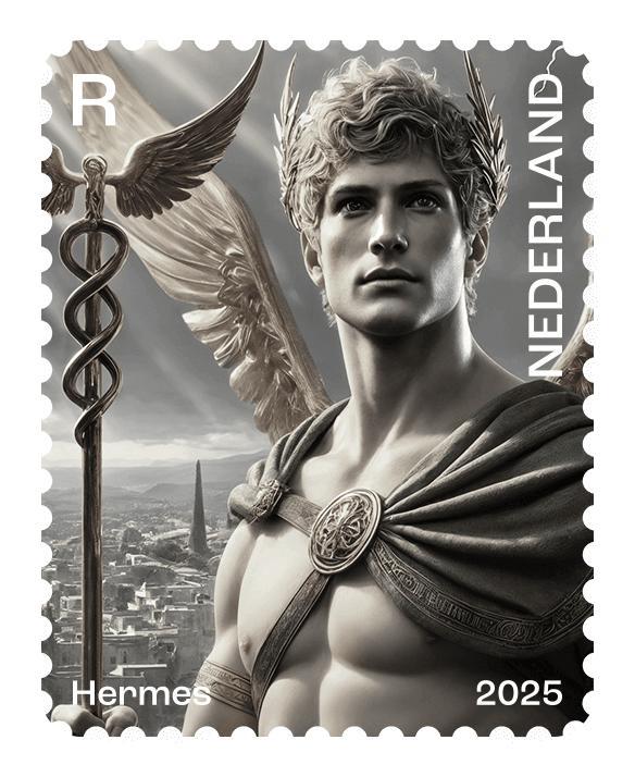 NL crypto zegel 4 - Hermes - zwart met NFT, Postzegels en Munten, Postzegels | Nederland, Postfris, Na 1940, Ophalen