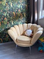 Fauteuil Velvet Geel Schelpstoel, Huis en Inrichting, Fauteuils, Ophalen, Zo goed als nieuw, 50 tot 75 cm
