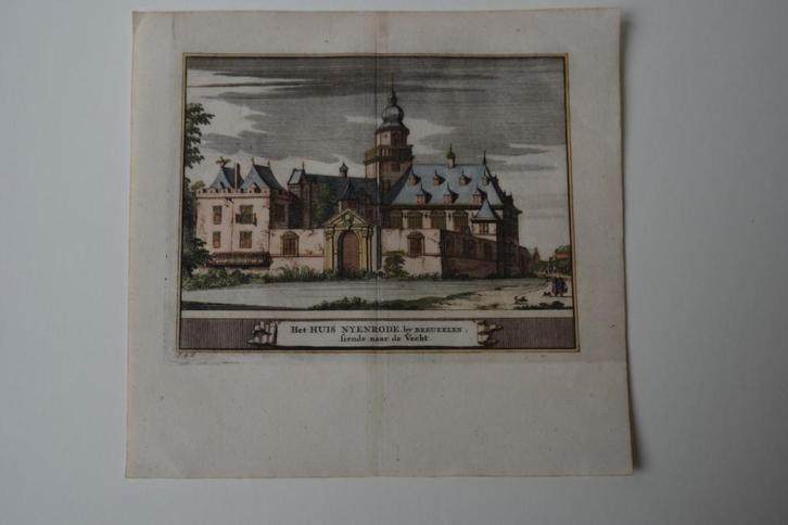 NIJENRODE BREUKELEN SCHIJNVOET GRAVURE 1711 Gekleurd Uit E22, Antiek en Kunst, Kunst | Etsen en Gravures, Verzenden