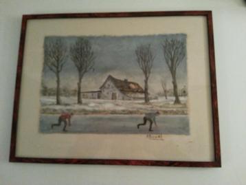 A. Pauwel Winterlandschap schilderij in lijst beschikbaar voor biedingen