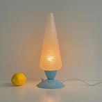 vintage Mid Century LAMP pastel blauw met glazen kelk retro, Huis en Inrichting, Lampen | Tafellampen, Gebruikt, Ophalen of Verzenden