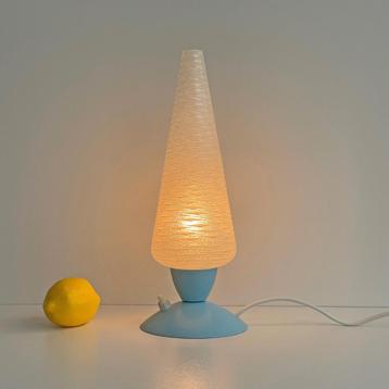 vintage Mid Century LAMP pastel blauw met glazen kelk retro beschikbaar voor biedingen