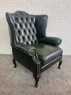 Fauteuil groen lederen Springvale Chesterfield oor fauteuil., Huis en Inrichting, Fauteuils, Ophalen of Verzenden