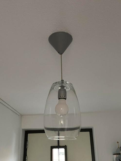 Plafondlamp hanglamp van glas vr 18-7 ophalen!, Huis en Inrichting, Lampen | Hanglampen, Zo goed als nieuw, Minder dan 50 cm, Glas