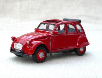 Citroen 2CV open softtop. rood. welly, schaal 1/38. beschikbaar voor biedingen