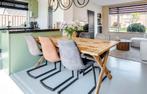 Eikenhouten eettafel met X-poot, Huis en Inrichting, Tafels | Eettafels, Ophalen, 100 tot 150 cm, Eikenhout, 200 cm of meer