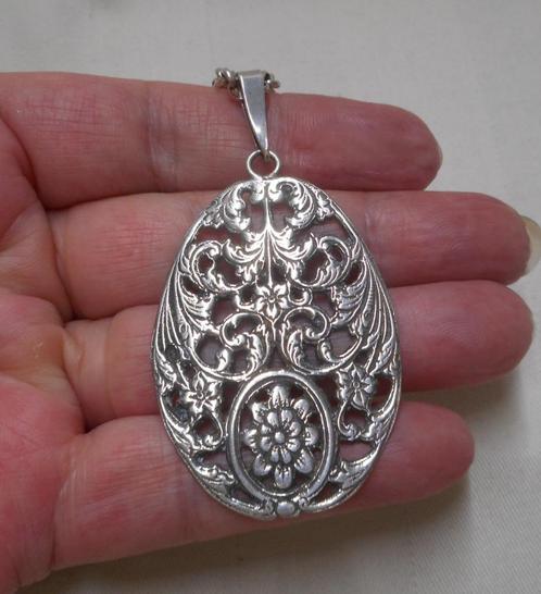 Zilveren lange jasseron met antieke hanger nr.040, Sieraden, Tassen en Uiterlijk, Antieke sieraden, Ketting, Zilver, Verzenden