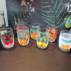 7 Stuks kleine vintage fruit glaasjes. Vintage sapglazen, Verzamelen, Ophalen of Verzenden, Gebruikt, Overige typen
