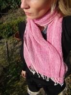 Nieuwe handgemaakte katoenen sjaal roze/wit 130x43 cm, Kleding | Dames, Mutsen, Sjaals en Handschoenen, Nieuw, Ophalen of Verzenden