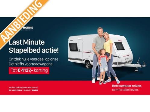 Dethleffs Aero 490 QSK STAPELBED - GRATIS MOVER, Caravans en Kamperen, Caravans, Bedrijf, tot en met 5, 1000 - 1250 kg, Treinzit