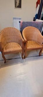 2 fauteuils, Riet of Rotan, Minder dan 75 cm, Vintage, Zo goed als nieuw