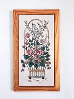 Vintage vogel bloemen mand tegel tableau tegels lijst antiek, Verzenden
