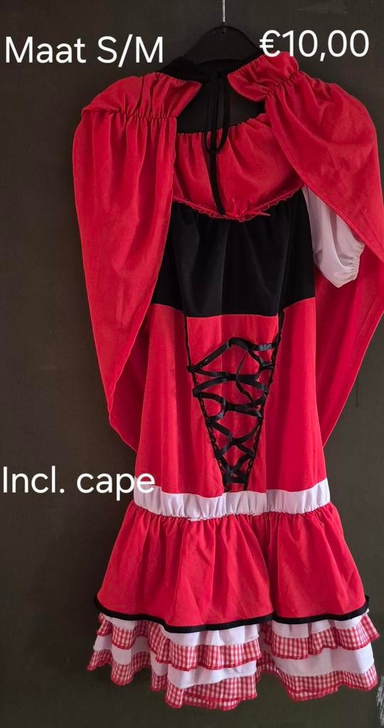 Roodkapje kostuum met cape - Maat S/M, Ophalen of Verzenden, Zo goed als nieuw