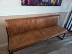 Eetkamerbank cognac 185cm PMU leer, Huis en Inrichting, Stoelen, Gebruikt, Bruin, Leer, Ophalen of Verzenden