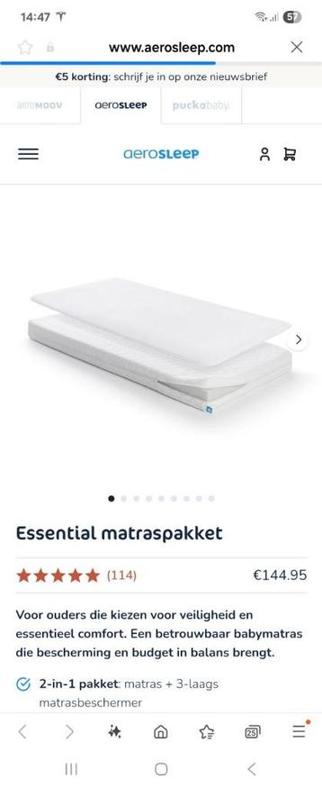 aerosleep essential matras met topper 60x120 beschikbaar voor biedingen