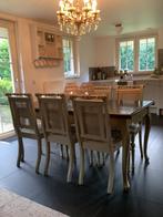 Vintage eethoek met 7 stoelen zwart queen Ann dressoir tafel, Ophalen