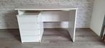 Wit bureau met 4 lades - zo goed als nieuw, Huis en Inrichting, Bureaus, Ophalen, Zo goed als nieuw, Bureau