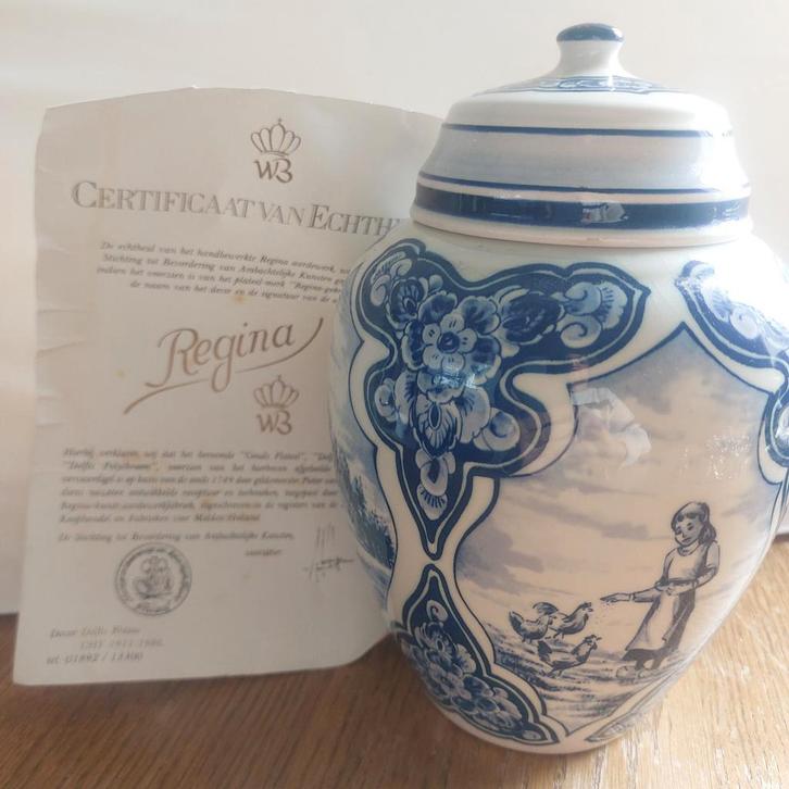 Delfts Blauw Regina Pot met Deksel, Antiek en Kunst, Antiek | Keramiek en Aardewerk, Ophalen of Verzenden