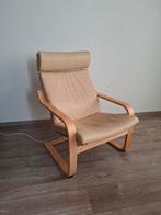 Poang fauteuil met lederen bekleding, Ophalen, Gebruikt, Ikea, 50 tot 75 cm