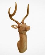 Hertenkop houtlook poly naturel 65cm voor aan de muur, Ophalen of Verzenden, Zo goed als nieuw