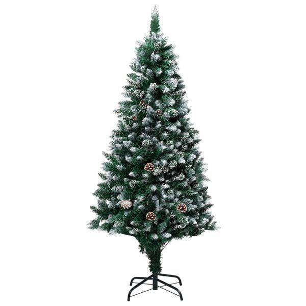 Kunstkerstboom met dennenappels en witte sneeuw 180 cm €75, Diversen, Kerst, Nieuw, Ophalen of Verzenden