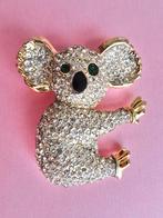 jwg Vintage 80s Koala broche strass kristal stenen goud klr, Sieraden, Tassen en Uiterlijk, Verzenden, Overige materialen, Broche