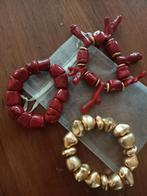 Zara * Set van 3 elastische armanden rood-goud statement, Ophalen of Verzenden, Nieuw, Rood, Goud
