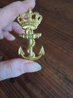 Korps Mariniers Baretembleem Anker - Oud Messing, Verzamelen, Speldjes, Pins en Buttons, Ophalen of Verzenden, Zo goed als nieuw