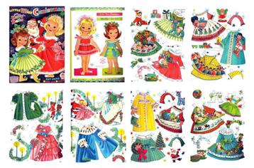 Amerikaanse Kerst aankleedpopjes - 1965 - overdruk  beschikbaar voor biedingen