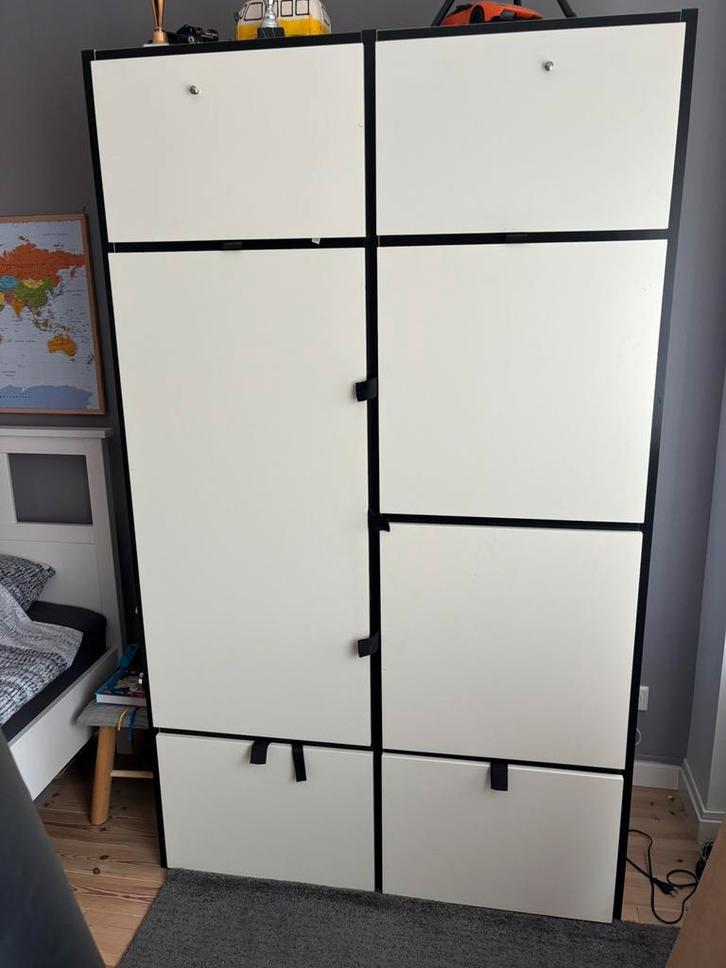 Robuuste houten ikea kledingkast wit/zwart, Huis en Inrichting, Kasten | Kledingkasten, Gebruikt, 200 cm of meer, 100 tot 150 cm