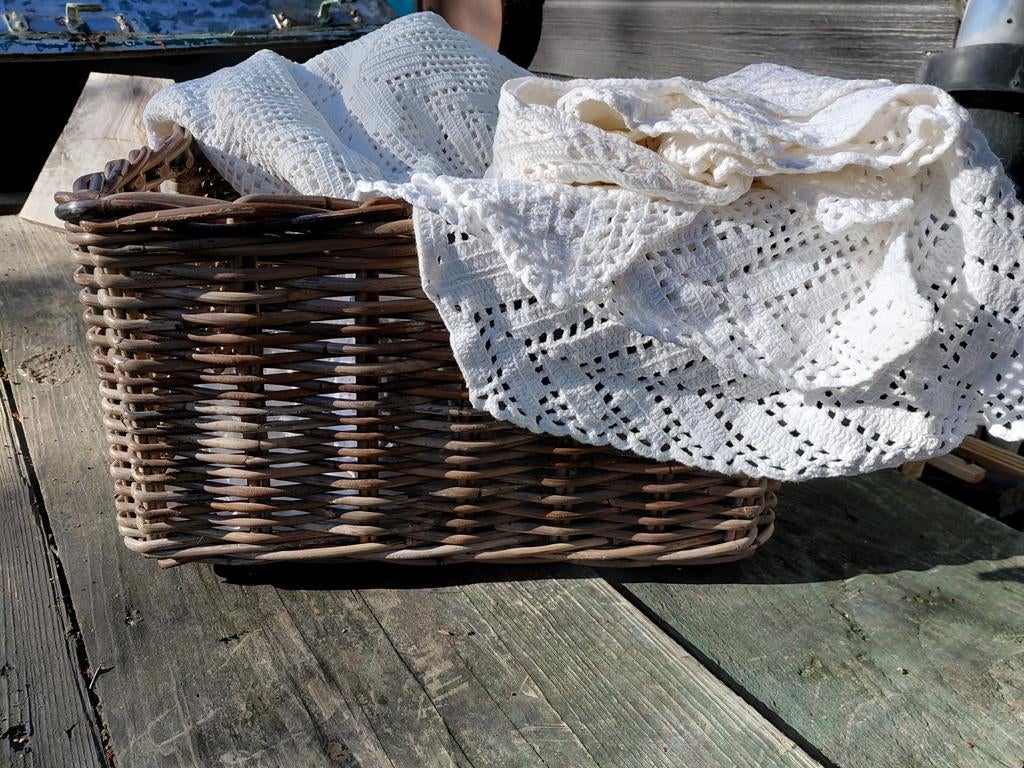 Witte gehaakte vintage sprei 2x2m, Ophalen of Verzenden, Tweepersoons, Wit, Overige typen