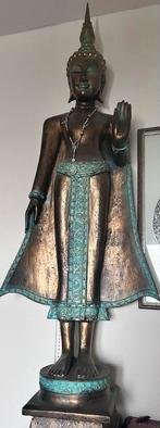 Groot Boeddha beeld - Bronskleurig met turquoise accenten, Ophalen, Zo goed als nieuw