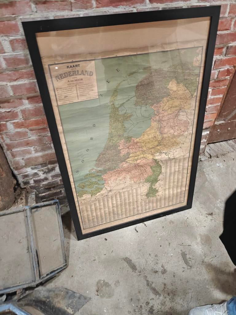 Oude landkaart van Nederland, ca. 1900, Boeken, Atlassen en Landkaarten, Ophalen