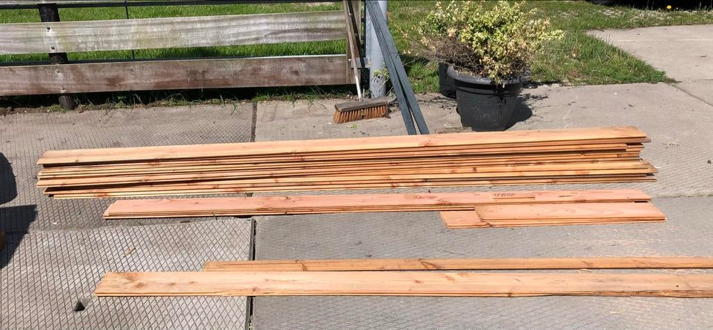 Douglas planken geschaafd met mes en groef, Doe-het-zelf en Verbouw, Ophalen, Minder dan 25 mm, Nieuw, Plank