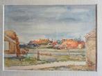 Aquarel. Dorp Kinnum op Terschelling., Ophalen of Verzenden