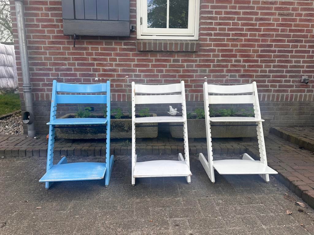 3x stokke triptrapstoel, Ophalen, Gebruikt, Meegroeistoel