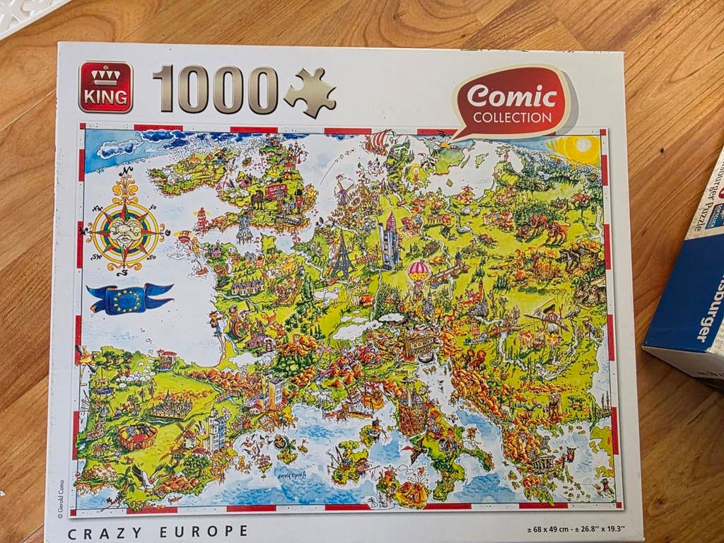 King 1000 stukjes crazy europe puzzel, Ophalen of Verzenden, 500 t/m 1500 stukjes, Zo goed als nieuw