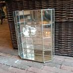 Vintage vitrinekastje glas, spiegelglas met metaal, Huis en Inrichting, Kasten | Vitrinekasten, Ophalen, Minder dan 50 cm, Met deur(en)
