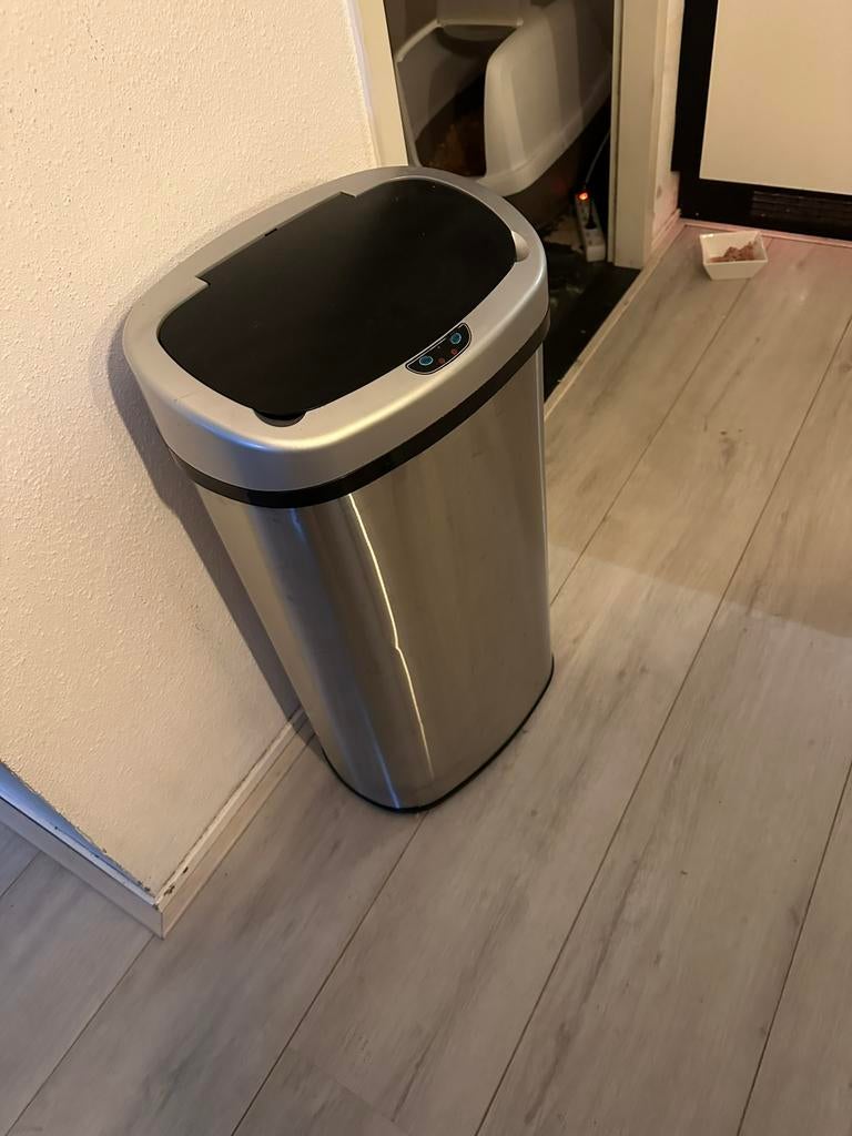 RVS Electrische prullenbak electronisch sensor, Ophalen, Gebruikt, 50 tot 75 cm, 40 liter of meer