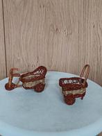 Rieten fiets en wandel wagentje 1:12, Ophalen of Verzenden, Zo goed als nieuw, Poppenhuis