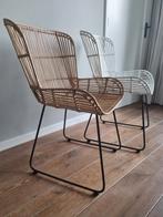 Zes rotan/rieten eetkamerstoelen, Huis en Inrichting, Ophalen, Gebruikt, Wit, Riet of Rotan