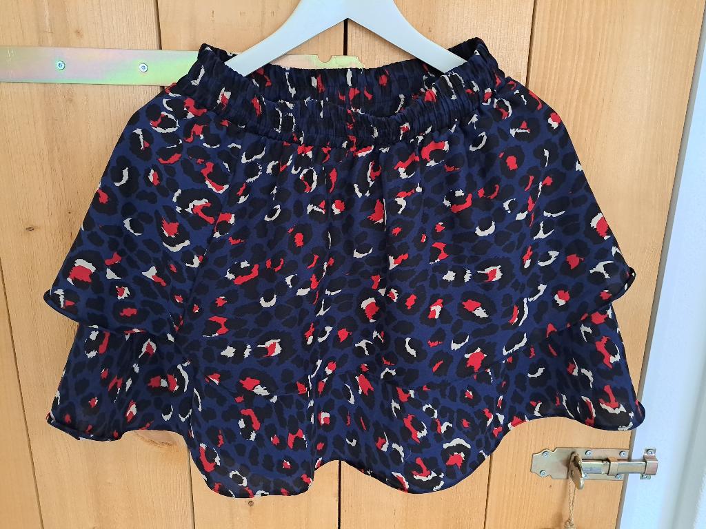 Vrolijke blauwe panterprint rok maat M, Kleding | Dames, Rokken, Maat 38/40 (M), Blauw, Ophalen of Verzenden, Zo goed als nieuw