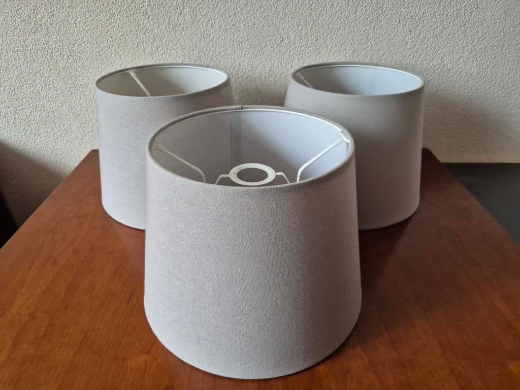Grijze IKEA Lampenkappen - Set van 3, Ophalen, 25 tot 50 cm, Rond, Zo goed als nieuw