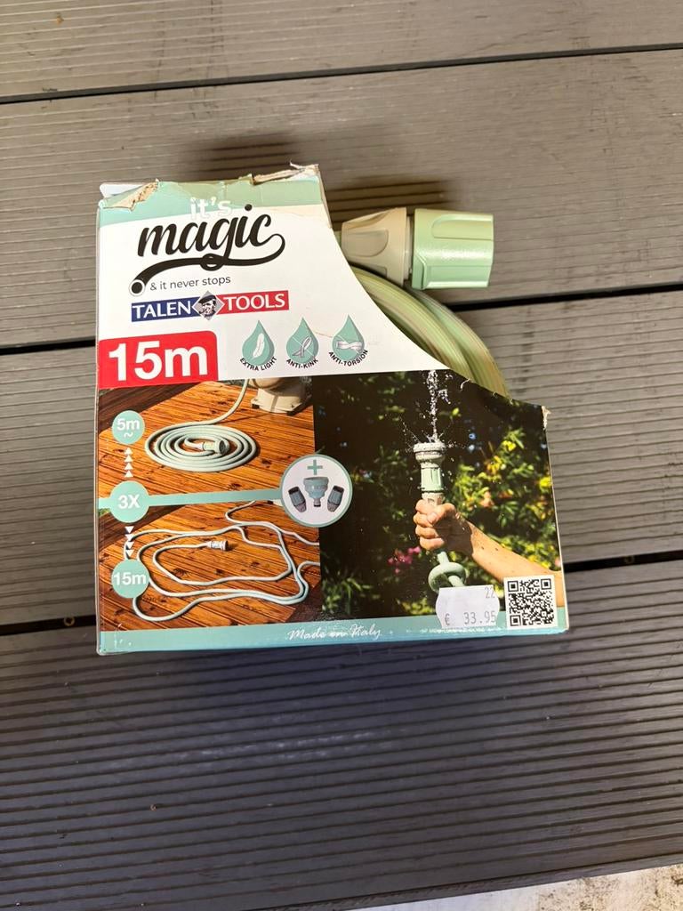 Tuinslang 15 meter uitrekbaar | TALENTOOLS | nieuwsaat, Ophalen of Verzenden, Zo goed als nieuw, Tuinslang
