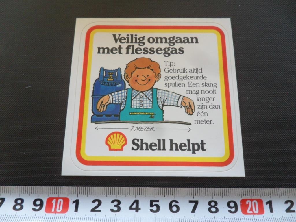 sticker SHELL helpt veilig omgaan met flessegas strip 028, Verzamelen, Stickers, Ophalen, Zo goed als nieuw