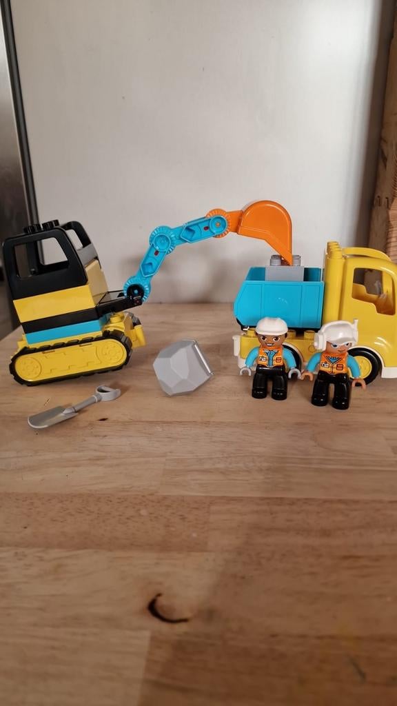 Duplo Truck & Graafmachine met rupsbanden, Ophalen, Gebruikt, Complete set, Duplo