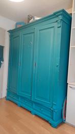 Grote grenen kast, blauw geverfd, 150 tot 200 cm, Ophalen of Verzenden, Landelijk, Vintage, 50 tot 75 cm