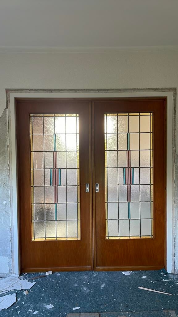 Glas in lood schuifdeuren (en suite deuren), Ophalen, Gebruikt, 80 tot 100 cm, Binnendeur